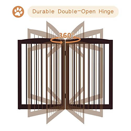 PUPETPO Freestanding Pet Gate for Dogs, Indoor Wooden Foldable Dog Gate for House, Doorway, Stair, 80 Inch Wide, 4 Panels 32",Brown by PUPETPO - Image 5