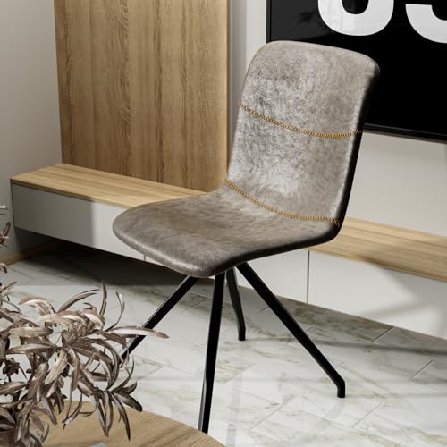 Rcynview Silla de Comedor, Silla Ergonómica de Oficina. Rotación omnidireccional de 360°, con Respaldo Silla Diseño Moderno, Silla de Comedor para Cocina, salón, Restaurante, Oficina, marrón Vintage