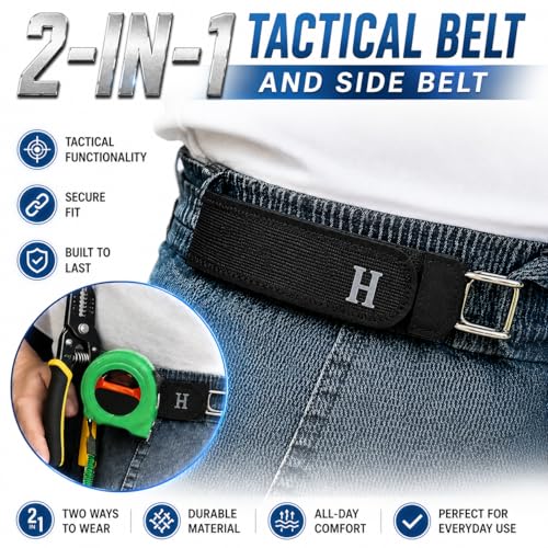 Image of PUJI Buckleless Belt for Men & Women - Elastic Stretch Waist Belt with Metal Hook, Invisible Everyday Work Belt, Black, Brown, White (2 pcs)