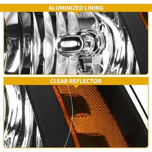 DWVO Headlight Assembly Compatible with 2009-2018 Dodge Ram 1500/2010-2018 Dodge Ram 2500 3500(Only fit Quad Models) Pickup Headlamp Replacement Black Housing Amber Reflector Passenger and Driver Side by DWVO - Image 3