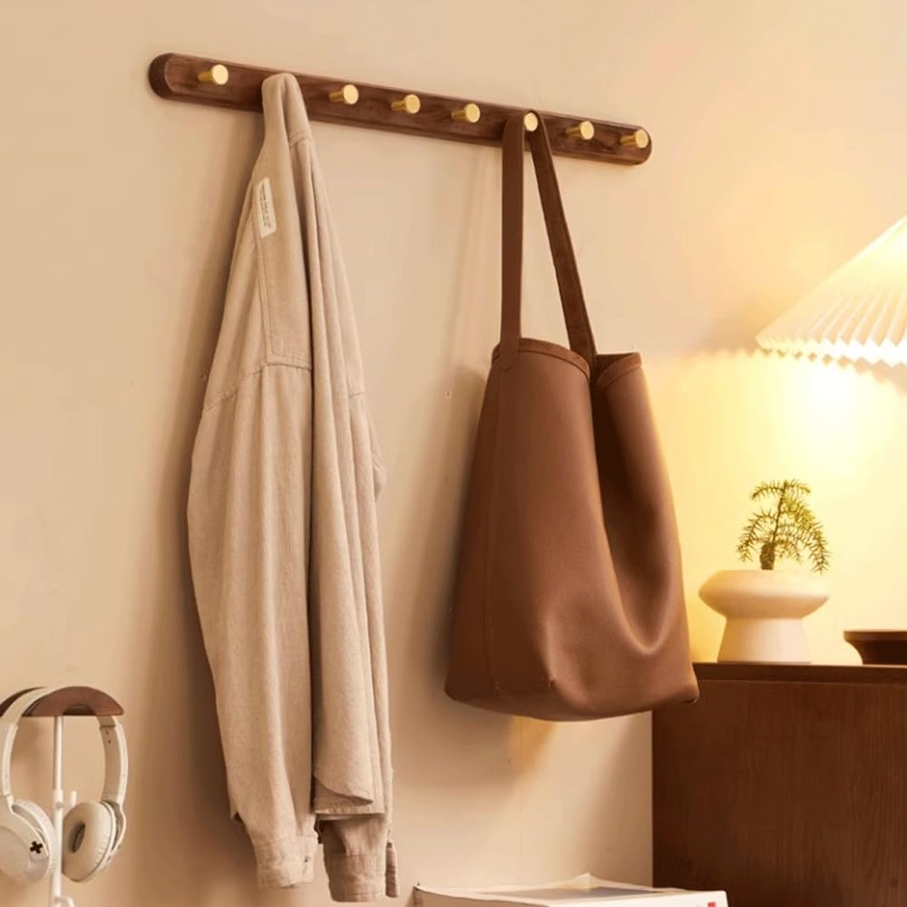 Ganci Da Parete Moderni In Legno E Ottone - Attaccapanni Chic Per Ingresso E Camera - Foto 3