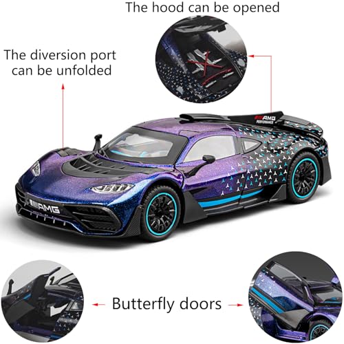 Modelo de Coche de Juguete Deportivo 1:24 Morado miniatura 2