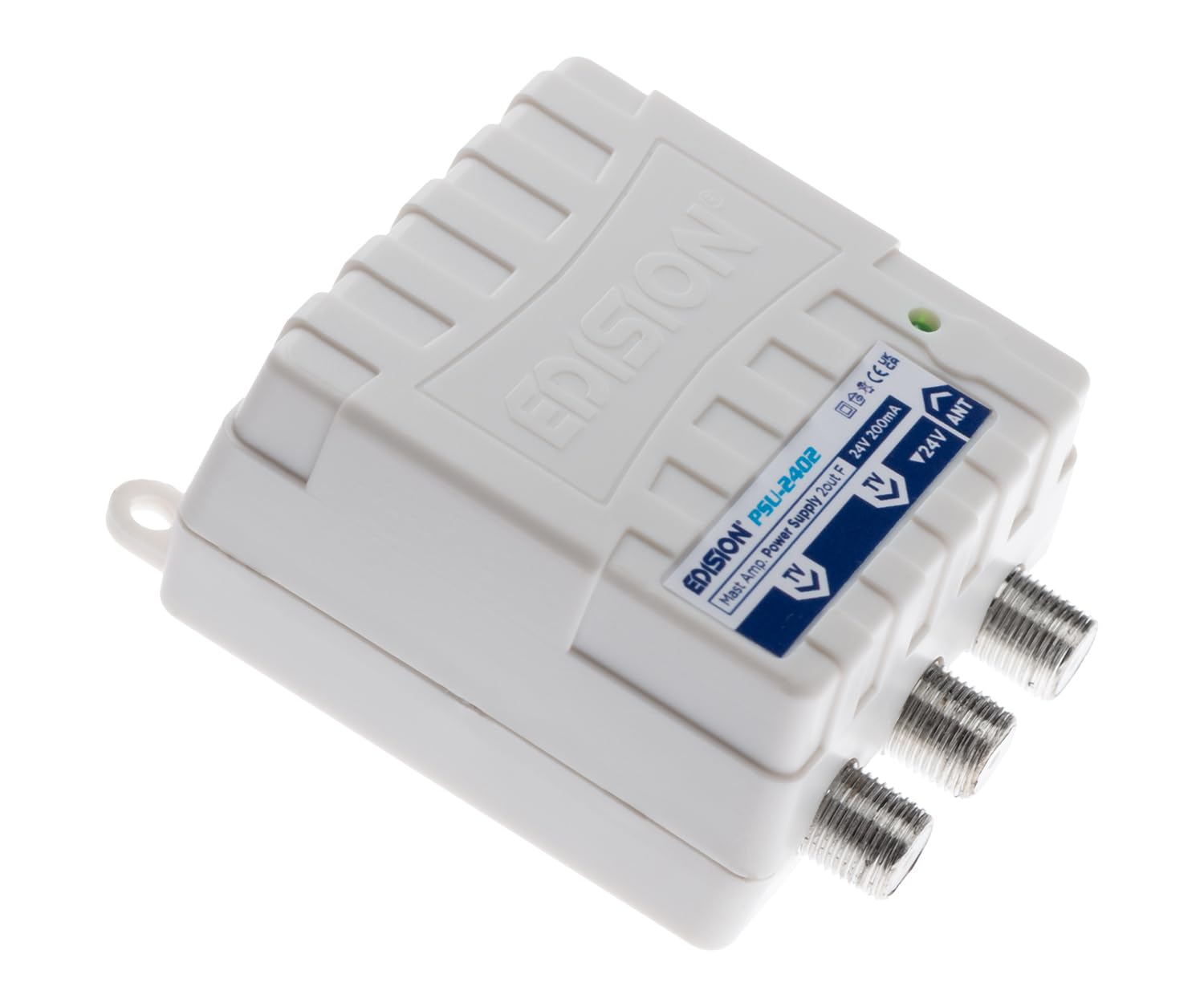 EDISION MAK-100 Kit Préamplificateur de mât Antenne TV TNT 1UHF 10-25dB 107dBmV 24V DVB-T/T2 Filtre 5G LTE Alimentation 24V 200mA 2 Sorties