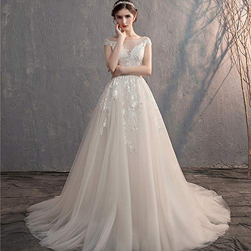 Bride Wedding Dress Flower Embroidery Elegant Trailing Skirt Pretty Gown,White,XL3