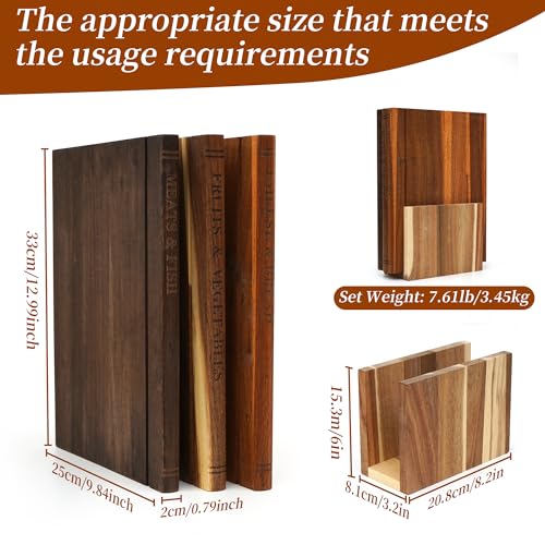 Set de tablas de cortar estilo libro de madera acacia miniatura 2