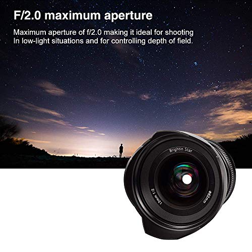 Lente fixa Brightin Star 12 mm f/2.0 com foco manual lente grande abertura sem espelho câmeras compa