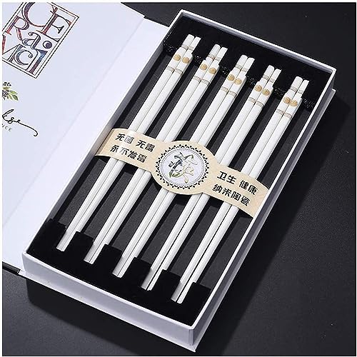 Baguettes Multipack Baguettes réutilisables Baguettes réutilisables, Coffret cadttes en Porcelaine Blanche avec boîte-Cadeau, 10 Paires de Baguettes réutilisables en céramique(Color:6,Size:)