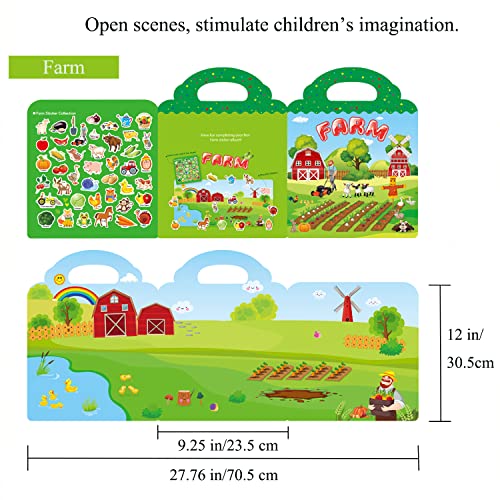 Sticker Book, Stickers For Kids, Toddler Books With Different Scenes, Reusable Learning Toys For Toddler Activities, Birthday Gifts For Kids (Farm+Seasons+Map Of America) #TOP1