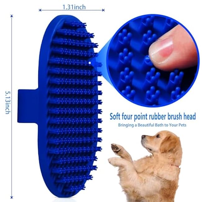 Dog bath brush, ROPO rubber massage pet shampoo brush, used for pet grooming, removing shedding fur, combing tangles and dead fur, suitable for pet dogs and cats (red)-8Cun2rl3