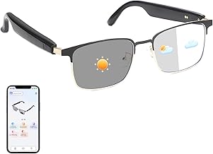 AI Translation Glasses Powered by Chat GPT, Bluetooth 5.3 Smart Glasses for Women Men, Photochromic Lenses, Real-Time Translation in 160+ Languages via APP, AI Glasses for Indoor Outdoor (Gold)