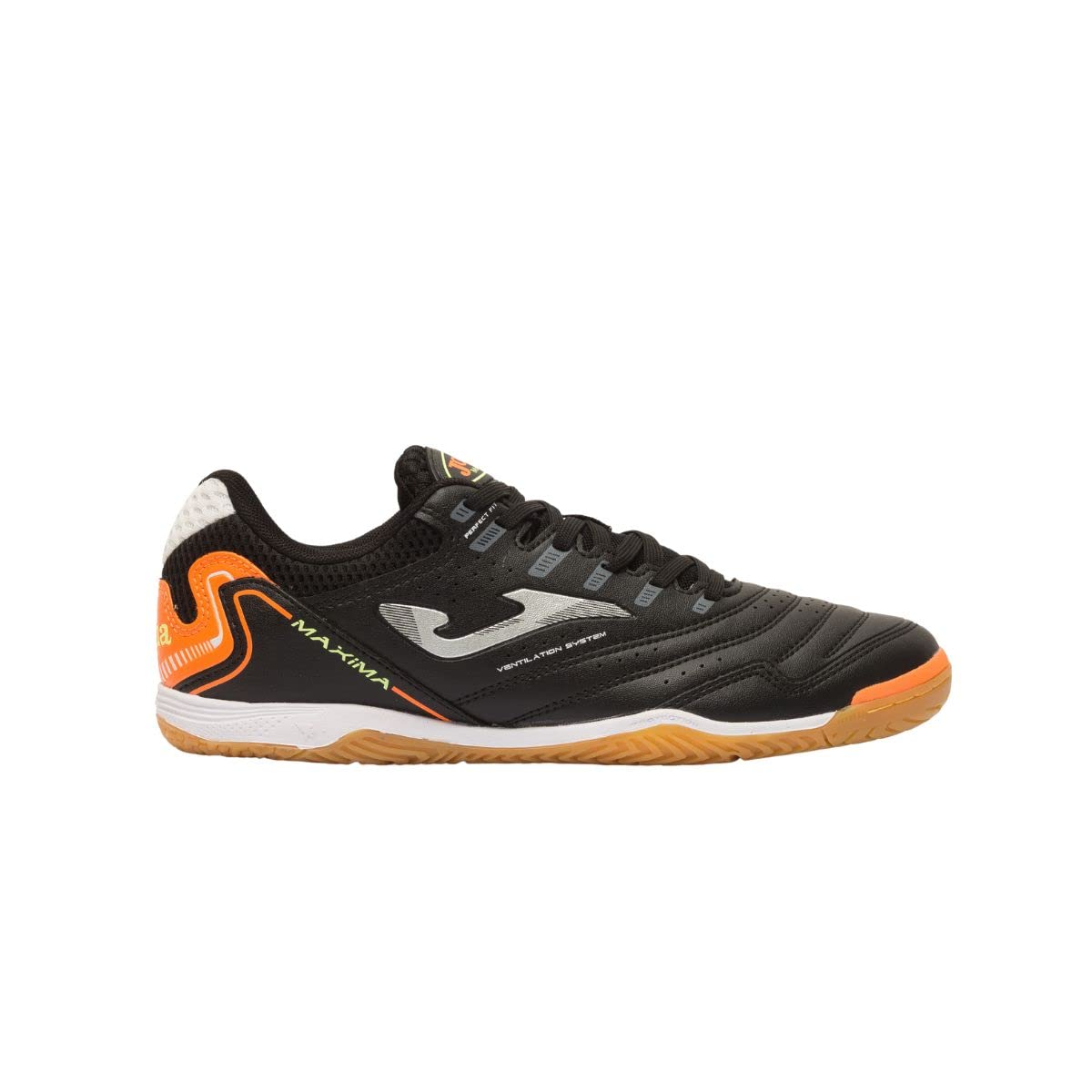 Joma Maxima 2301 in MAXS2301IN, Mens, Indoor Football Trainers, Black/White/Orange, 9.5 UK