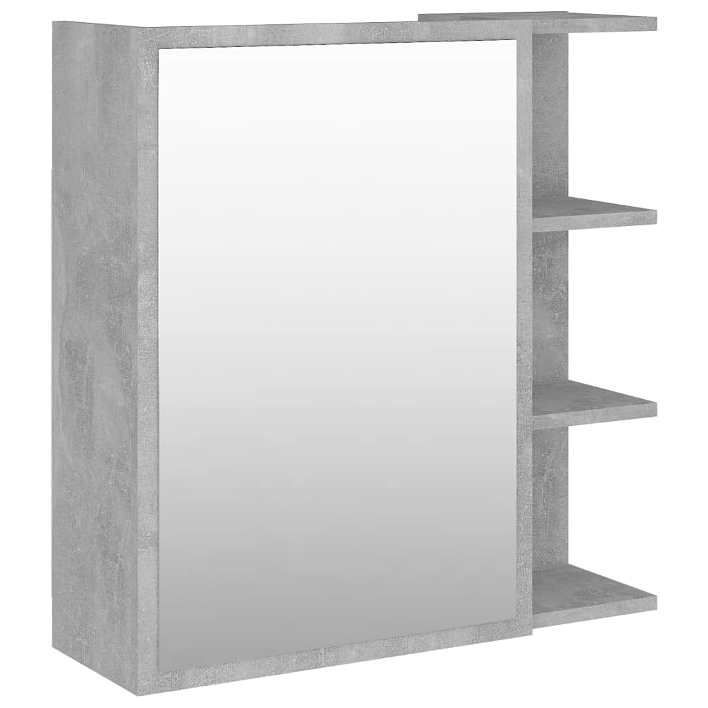 vidaXL Armario Espejo de Baño Inodoro Aseo Muebles Mobiliario Almacenamiento Estante Decoración Adorno Contrachapada Gris Hormigón 62,5x20,5x64 cm