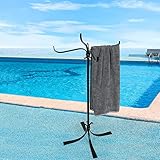 Sinyzope Pool Outdoor Towel Rack, Metal Heavy Duty Never Tilt Pool Accessories, 4 Bars Hot Tub...