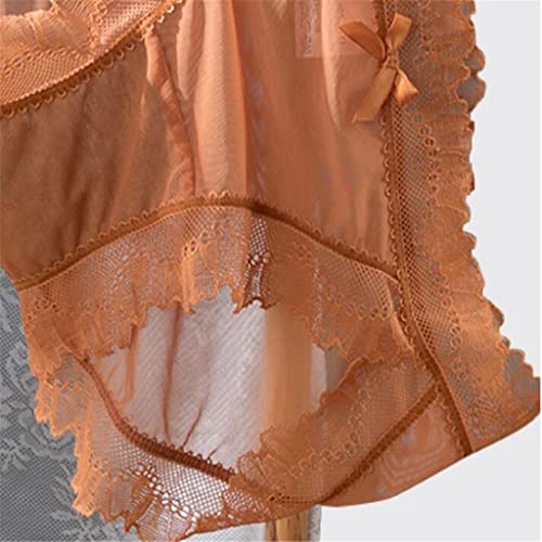 4-Pack Thin Breathable Ladies Ice Silk Panties Lace Lace Cotton Crotch Seamless Sexy Briefs (Color : A, Size : X-Large) #TOP2