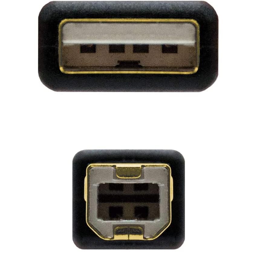 Cavo USB 2.0 Per Stampante Con Ferrite, Tipo A Maschio - B Maschio, 1,8 Metri, Nero, Schermato, Connettori Placcati Oro - 3