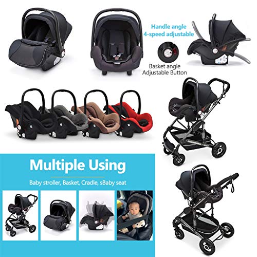 Babykinderwagen 3 in 1, kinderwagen kinderwagen, kinderwagen, kinderwagen, opvouwbare kinderwagen met verstelbare luifel… - Afbeelding 7