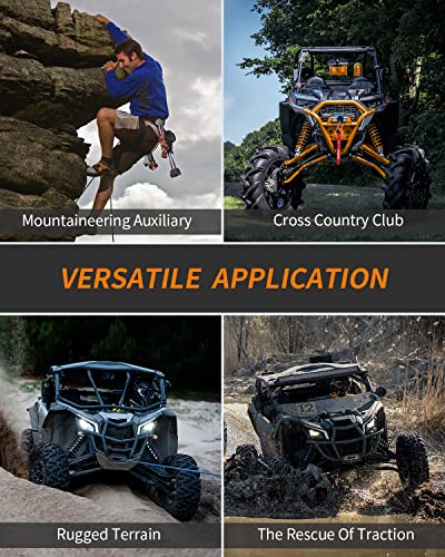 Kolvoii Synthetic Winch Rope, Winch Cable Kit 1/4" X 50Ft 8500Lbs With Heavy Duty Steel Hook, Protector Sleeve And Rubber Stopper For Towing Atv Utv Suv Truck Etc(Blue Rope, Orange Hook) #TOP6