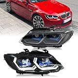 Headlights for 2007-2010 BMW 3 Series 328i 335i Coupe E92 E93 (E90 M3) with Startup Animation Sequential Turn Signal LED Upgrade (for 07-10 Original Xenon)