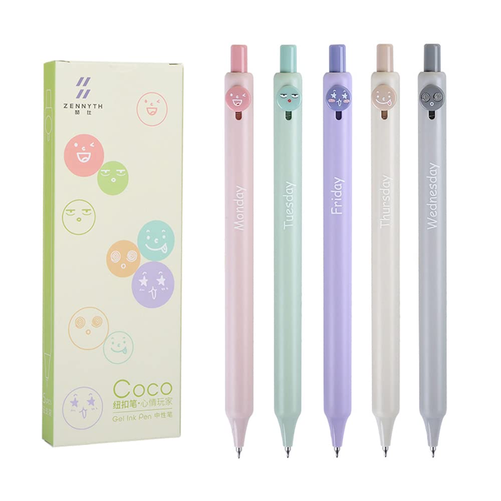 6Pcs Cute Rotatable Gel Pens - 0.5mm Fine Point Heart Theme Pens For School & Office