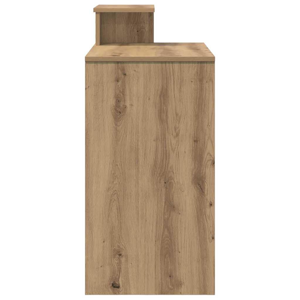 Scrivania Artisan in legno di quercia 106 x 41 x 88,5 cm, con cassetto e scaffale, moderna scrivania per computer per ufficio e gaming, con molto spazio di archiviazione, ergonomica e facile