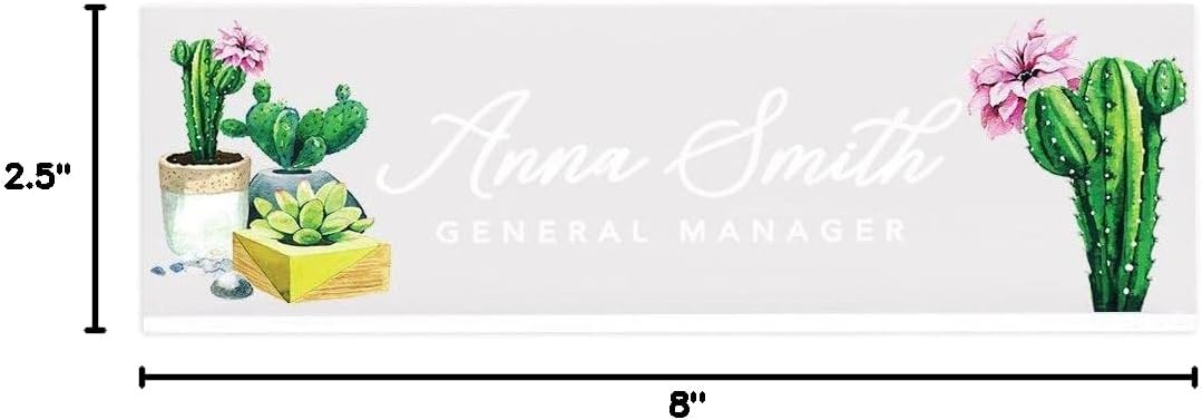 Andaz Press Office Desk Name Plate, Desert Chic Personalized Acrylic Custom Name Title Plate for Home, Desk, Teacher, Boss, Work, Customized Nameplate Sign Decorations for Women, Her, 8" X 2.5"