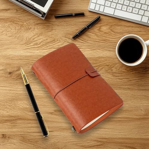 Cuaderno de viaje A6 en cuero PU recargable con portatarjetas y bolígrafo 7