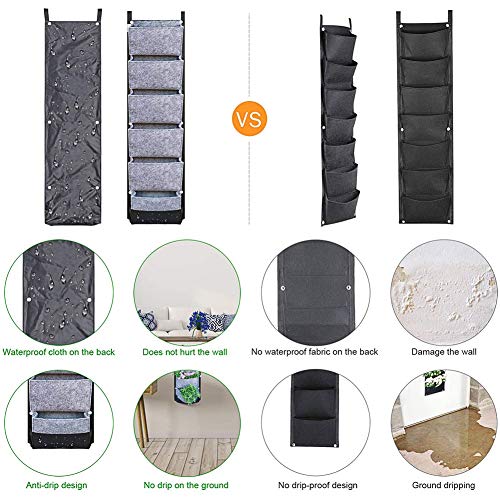Buyter Vertical Wall Hanging Garden Planter With 6 Pockets Flower Pots Felt Planter Grow Container Bags (Grey) #TOP5