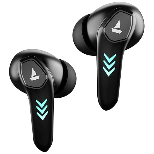 boAt Airdopes 190 True Wireless in Ear Earbuds with Beast Mode(50ms) for Gaming, 40H Playtime, Breathing LEDs, Signature Sound, Quad Mics Enx Tech, ASAP Charge & BT v5.3(Black Sabre) at Rs. 1399