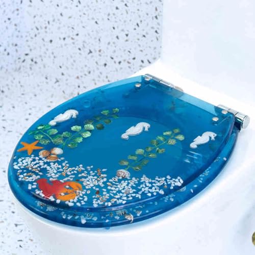 ֍AX[N[Y֍A Resin Toilet Seat Soft Close Arc Design Removable For U V O Toilets Size 42x36 cm(Style-12)