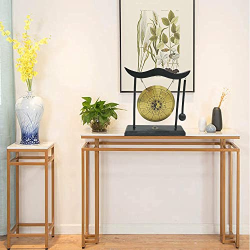 Mini Table Gong With Stand & Mallet, Chinese Feng Shui Brass Gong With Chinese Zodiac & Taiji Symbols, Percussion Instruments, For Zen Art Home Decor Housewarming Congratulatory Blessing Gift #TOP2