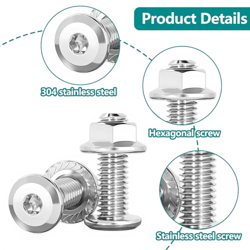 30 Stück Schlossschrauben M6×30 Edelstahl Flachkopfschrauben M6 mit Flanschmuttern Torbandschrauben für Industriemaschinen Heimdekoration