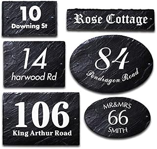 Rustic Slate House Gate Sign Plaque Door Number Personalised Name UV Printed Hand Finished in UK