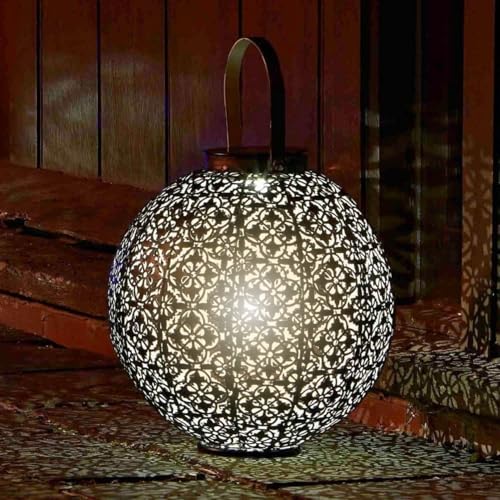 Garden Mile Damasque Solar Lanterns For The Garden Solar Lights Outdoor Waterproof Freestanding Or Hanging Solar-powered Lights Large LED Lanterns for outside For Patio Yard Outdoor Lighting