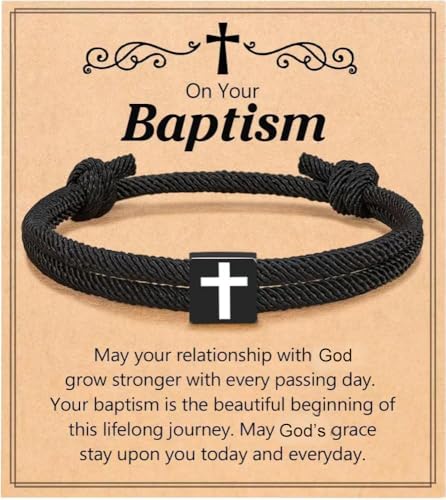 Baptism Gifts Cross Bracelet for Girl, First Communion Confirmation Bless Gifts for Teenage Girls Boys, Kindergarten Preschool Graduation Christening Gift for Daughter Granddaughter Godchild