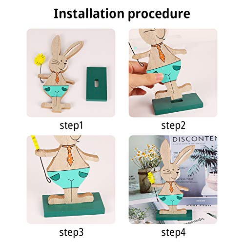 Zaloife Coniglio Pasquale Decorazioni Legno, 2