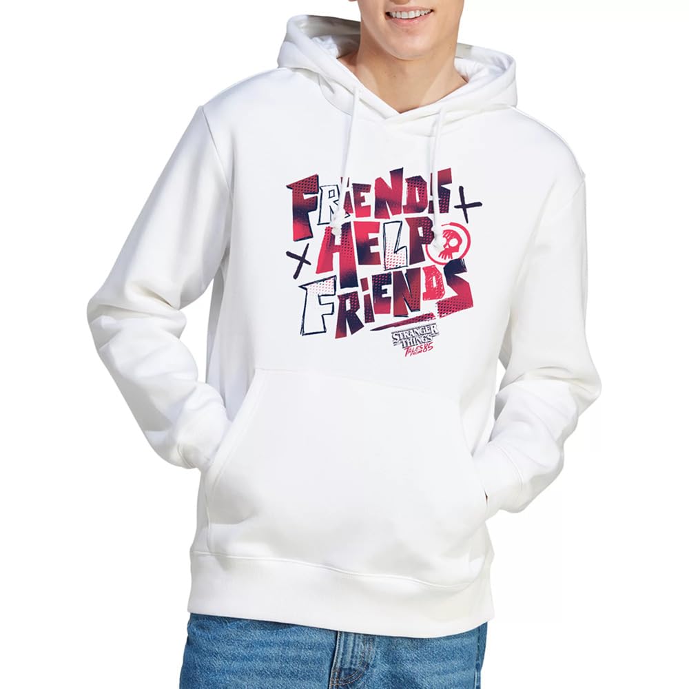 Stranger Things Unisex Tales From 85 Friends Help Hoodie White Extra Large