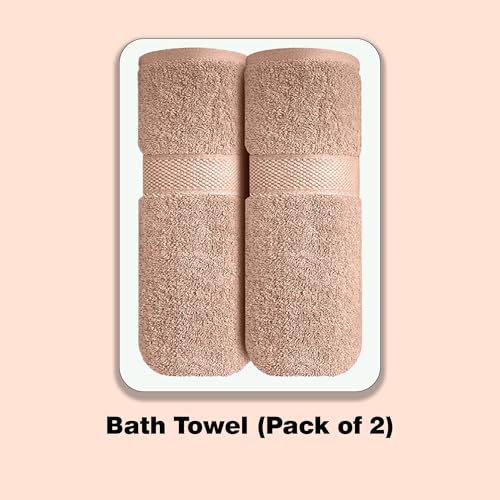 Image of Sulfar 100% Combed Cotton, Quick Drying Highly Absorbent Thick Bathroom Towels, Luxury Bath Towel Set (Pack of 2, 70 X 140 cm) - 600 GSM (Nature Lux)