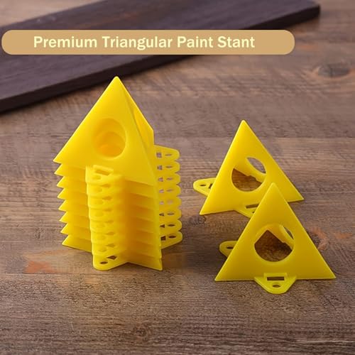 Docache 30 Stück Maler Malständer, Dreieckige Ständer, Mini Maler Pyramiden Ständer, Pyramidenständer Kegel-Farbständer Kegel-Malständer für Leinwand und Möbel (Gelb)