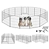KOOPRO Dog Playpen Indoor Dog Fence Outdoor for Yard 32 Height Heavy Duty Metal Puppy Play Pen Rustproof with Doors for SmallMediumLarge Dogs Portable Exercise Pet Fence for RV Camping 24 Panels