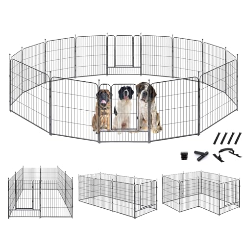 KOOPRO-Dog-Playpen-Indoor-Dog-Fence-Outdoor-for-Yard-32-Height-Heavy-Duty-Metal-Puppy-Play-Pen-Rustproof-with-Doors-for-SmallMediumLarge-Dogs-Portable-Exercise-Pet-Fence-for-RV-Camping-24-Panels KOOPRO Dog Playpen Indoor Dog Fence Outdoor for Yard 32 Height Heavy Duty Metal Puppy Play Pen Rustproof with Doors for SmallMediumLarge Dogs Portable Exercise Pet Fence for RV Camping 24 Panels