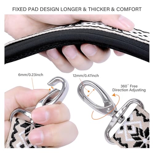 Image of 59 Inch Shoulder Straps, Soft with Ultra-Thick Fixed Shoulder Pad, Two Way Independently Adjustable Buckle Replacement Straps for Laptop Bag Messenger Bag Tool Bag Luggage,White