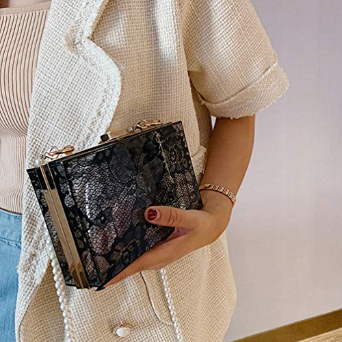KESYOO Bolsa de Acrílico Bolsa de Renda Elegante Bolsa de Noite Com Alça de Corrente de Pérola Bolsa