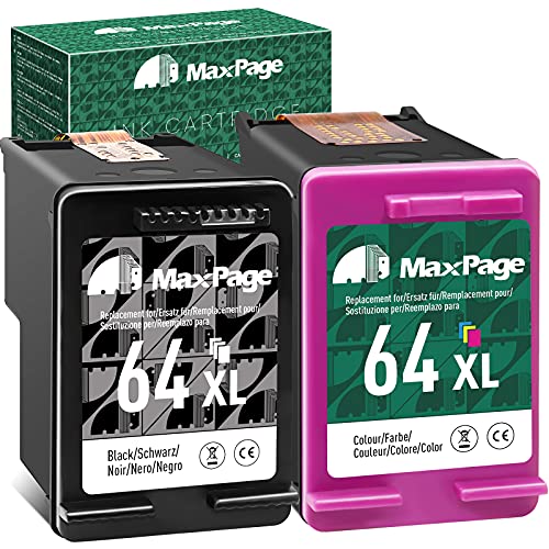 MaxPage Remanufactured Ink Cartridge Replacement for HP 64 64XL Black Color Used for Envy Photo 7100 7800 7858 7155 7855 6255 6252 7158 7164 6222 7120 7130 Tango X Smart Home Wireless Printer
