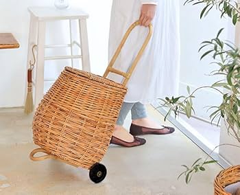 Amazon｜籐ショッピングカート 買い物 かご ラタン 藤 天然素材