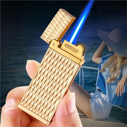 Encendedor de llama de soplete a gas butano dorado miniatura 2