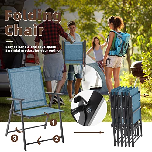 Vicllax Outdoor Folding Patio Chairs With Arms, Portable Patio Dining Chairs Sling Back Chairs For Garden, Set Of 2 #TOP5