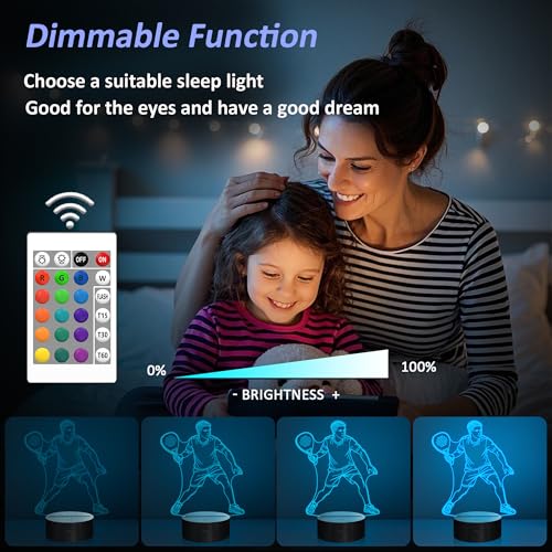 Image of OkiyiD Padel Gifts for Men Boys Padel Players, Padel Sports 3D Night Light Illusion Lamp with 16 Colors Remote Controller, Padel Accesories Decor for Boys Men Room