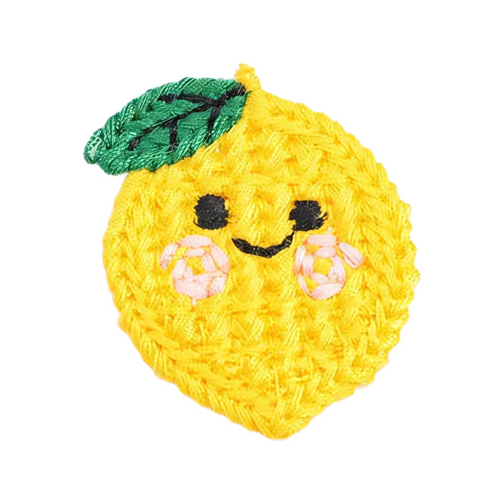 Parches de Bordado 30 Parches de Ganchillo Hechos a Mano 3 a 4 cm con Forma Fruta, pequeños Bordados for Planchar en la Ropa(Lemon 4.2 * 3.5cm)