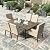 HERA'S HOUSE 7-Piece Indoor/Outdoor Dining Set for 6-64" Rust-Resistant Metal Table & 4.7" Cushioned Chairs, All-Weather Patio and Dining Room Furniture for Deck Kitchen Garden Backyard