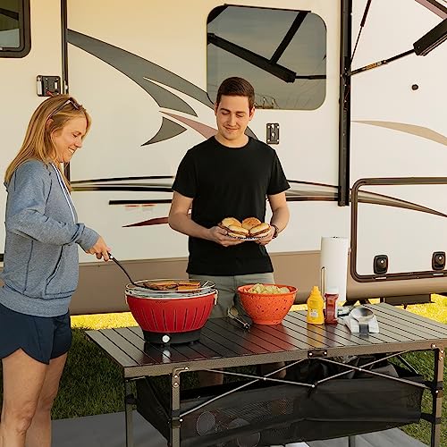 Image of Lippert Camping Dining Table, Slatted Aluminum Tabletop, Foldable Design, Heavy-Duty Steel Legs, Powder-Coated Protection, Mesh Storage Shelf, 80-lb. Capacity, Carrying Bag - 2022122524
